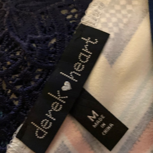 Derek Heart Juniors Multi-Color Zig-Zag Chevron Print A-Line Dress with Lace on - Picture 5 of 6